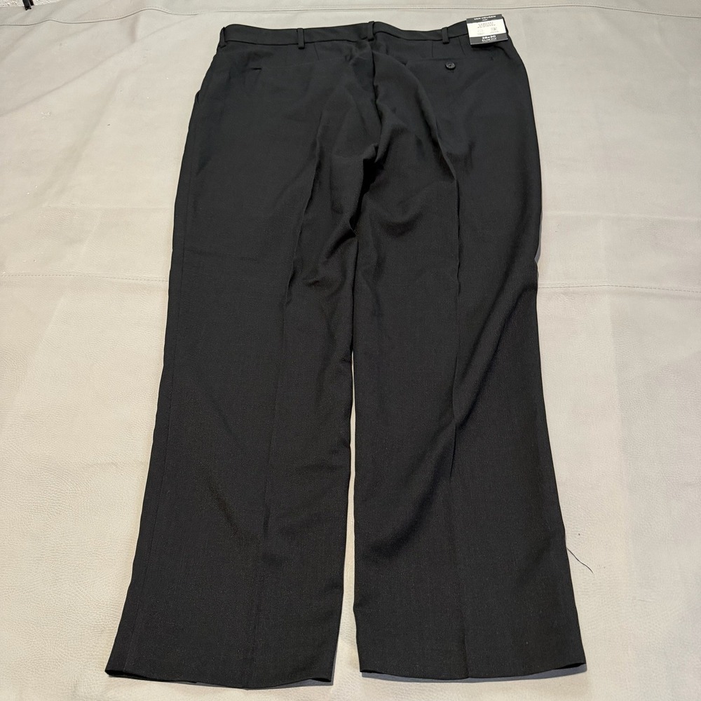 New Van Heusen Flex Slim Fit Men Dress Pant Black 38x30 Flat Front Commuter-6588 - Picture 2 of 12